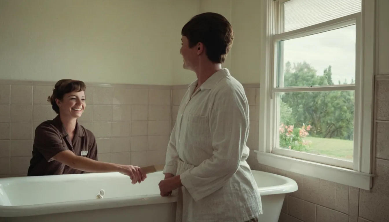 A friendly local provider and a homeowner reviewing plans in an older bathroom in Vallejo